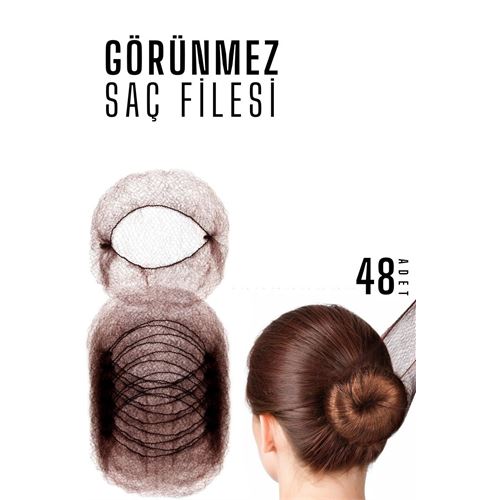 TransForMacion Saç Topuz Filesi Topuz Sabitleyici File Eastik Topuz Ağı Hostes Saç Filesi KAHVE 48Lİ  720529