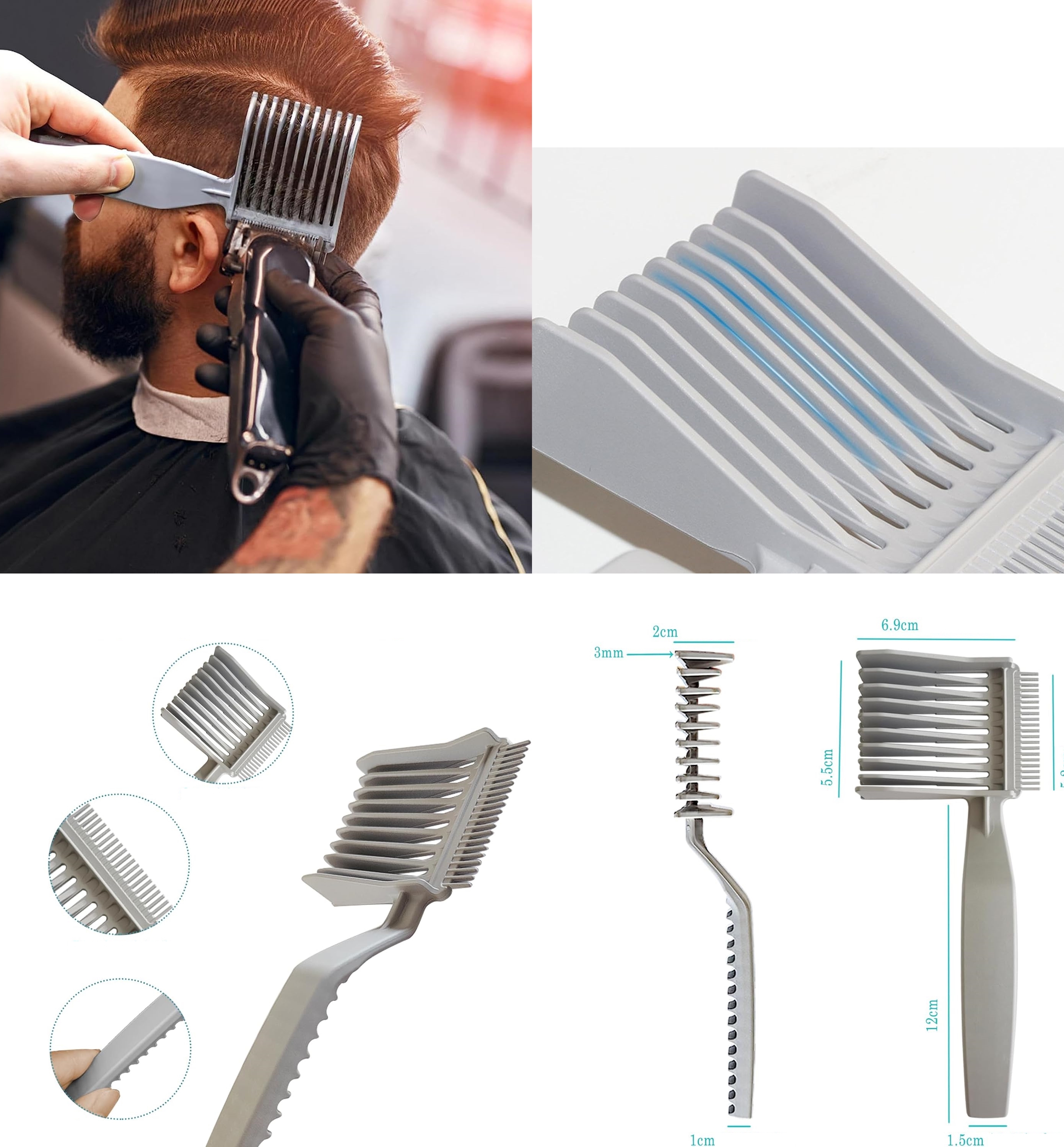 Uzun Kat Tarağı Kavisli Kontur Geçiş Kat Kesim Kesim Tarağı 2 li SET Kuaför Berber 722201
