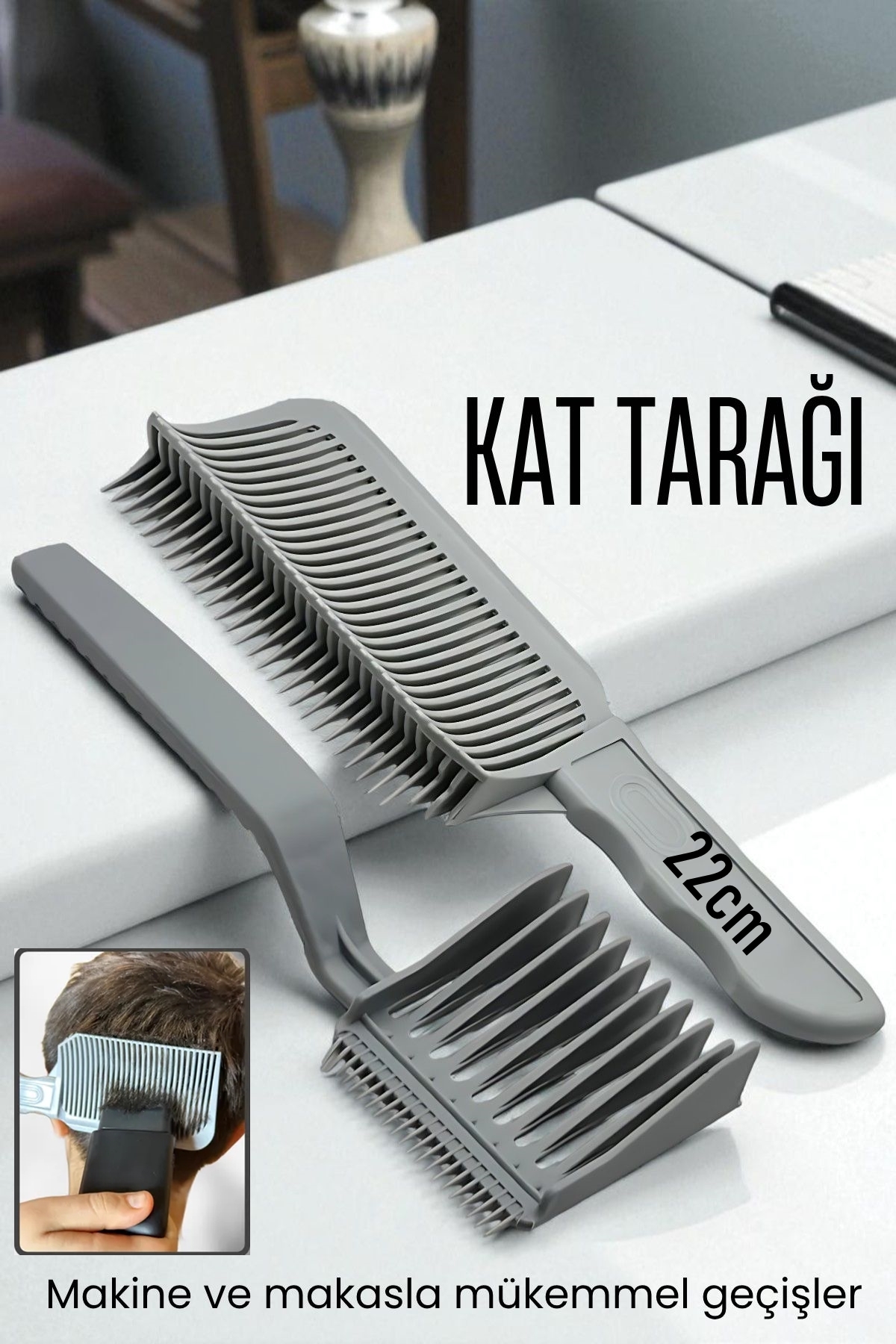 Uzun Kat Tarağı Kavisli Kontur Geçiş Kat Kesim Kesim Tarağı 2 li SET Kuaför Berber 722201