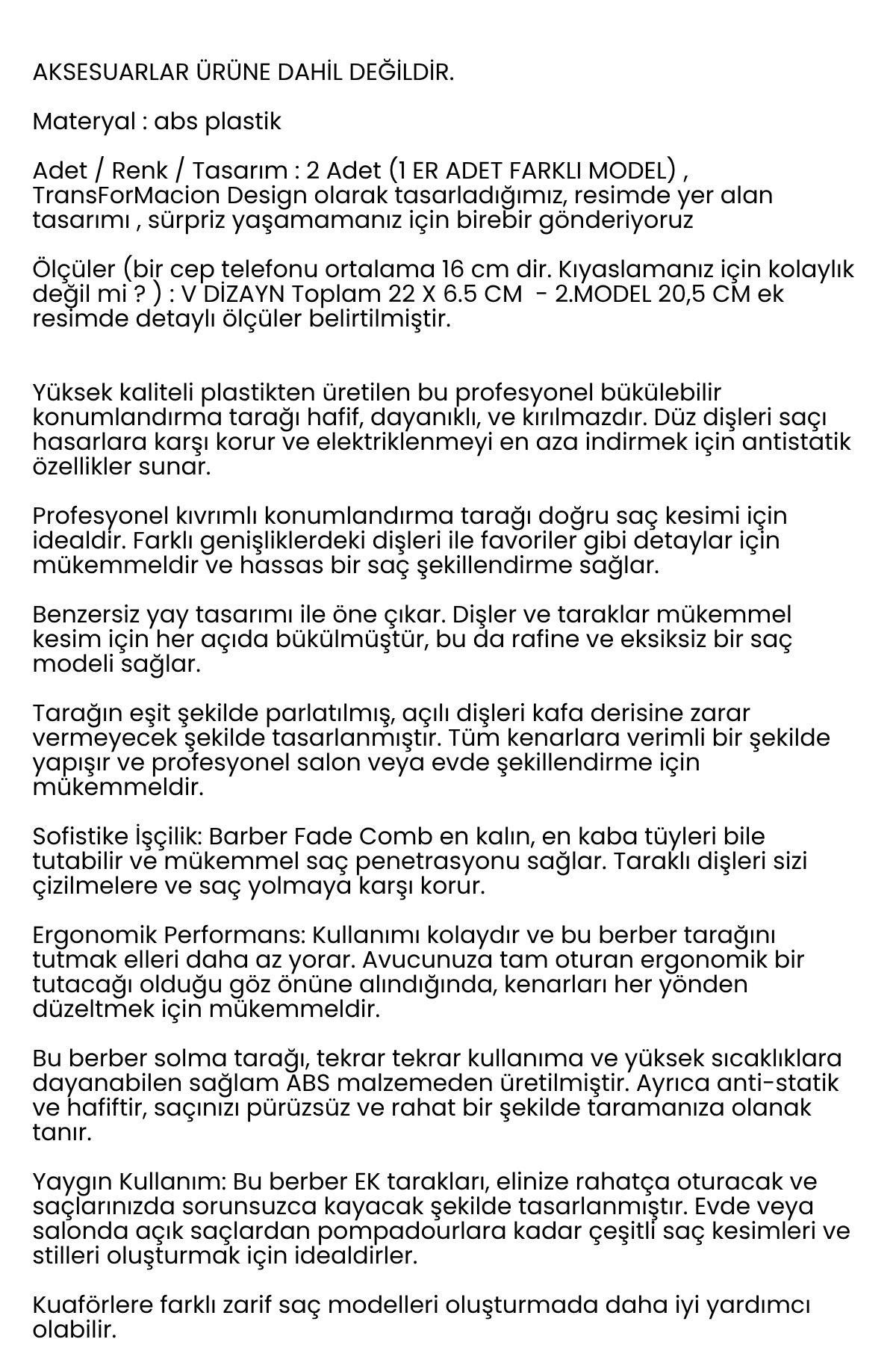 Uzun Kat Tarağı Kavisli Kontur Geçiş Kat Kesim Kesim Tarağı 2 li SET Kuaför Berber 722201