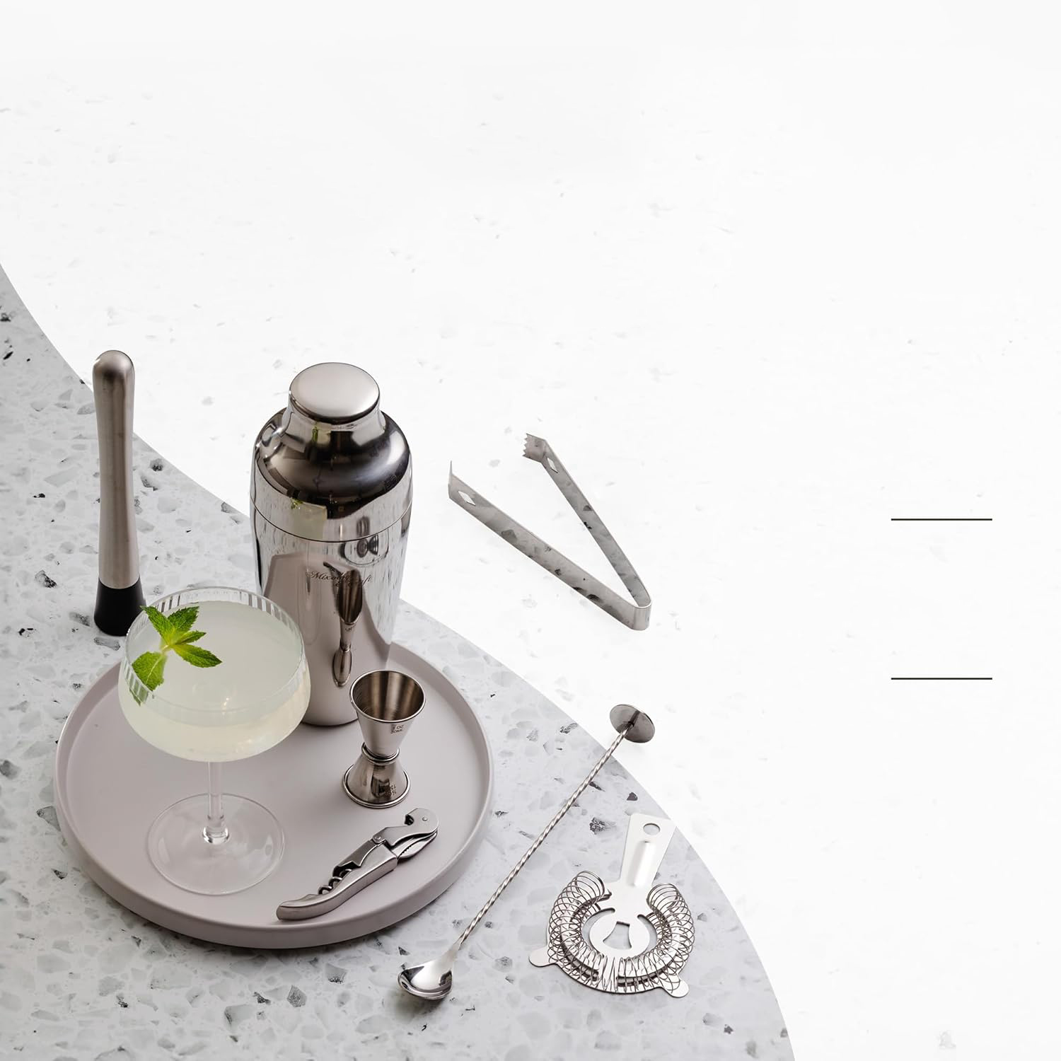 Shaker Kokteyl Set - 10 Parça 750 ML Shaker Coctail Set  Bambu Standlı 722202