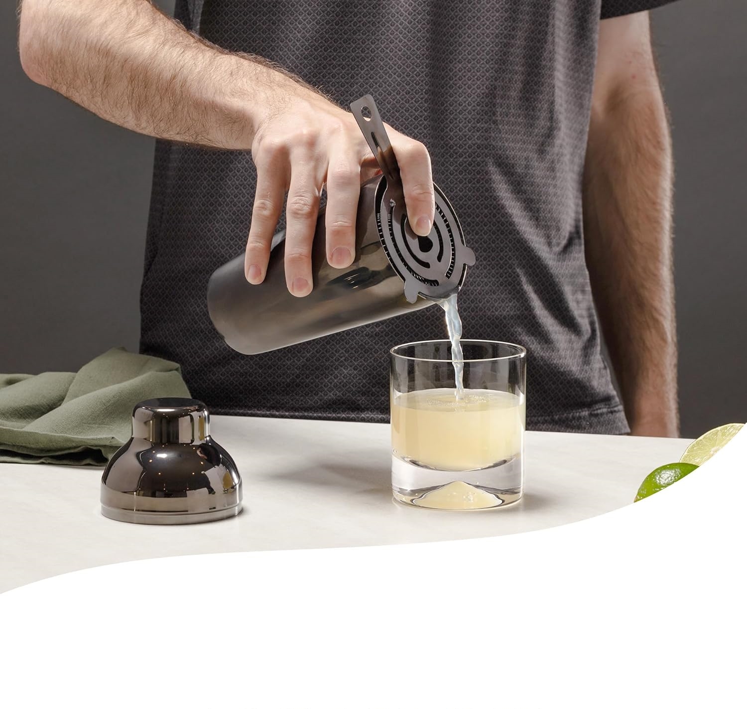 Shaker Kokteyl Set - 10 Parça 750 ML Shaker Coctail Set  Bambu Standlı 722203