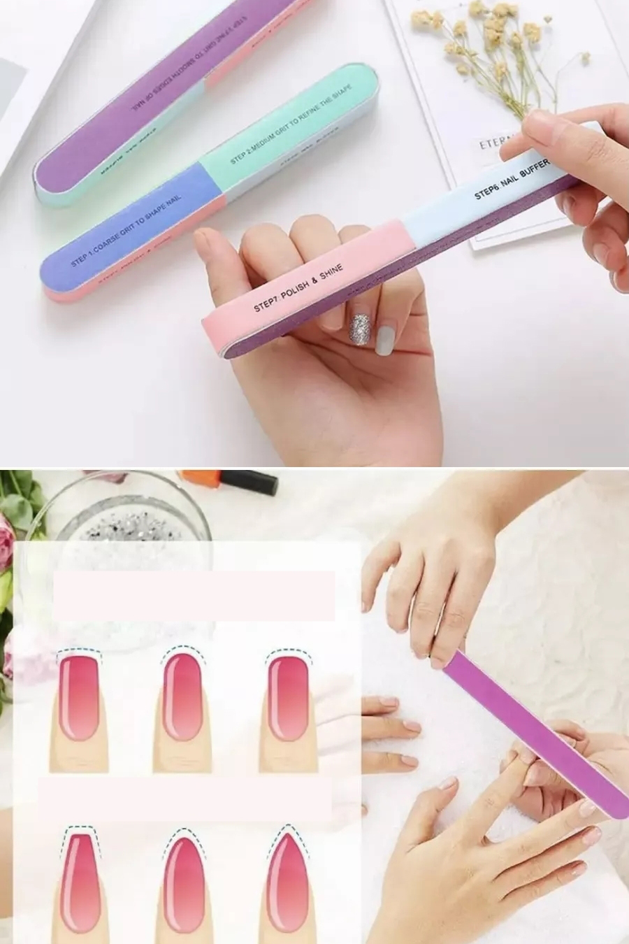 7 Yüzeyli Tırnak Törpü ve Parlatma Blok Sünger Renkli, Ergonomik ve Profesyonel Manikür İçin  717828