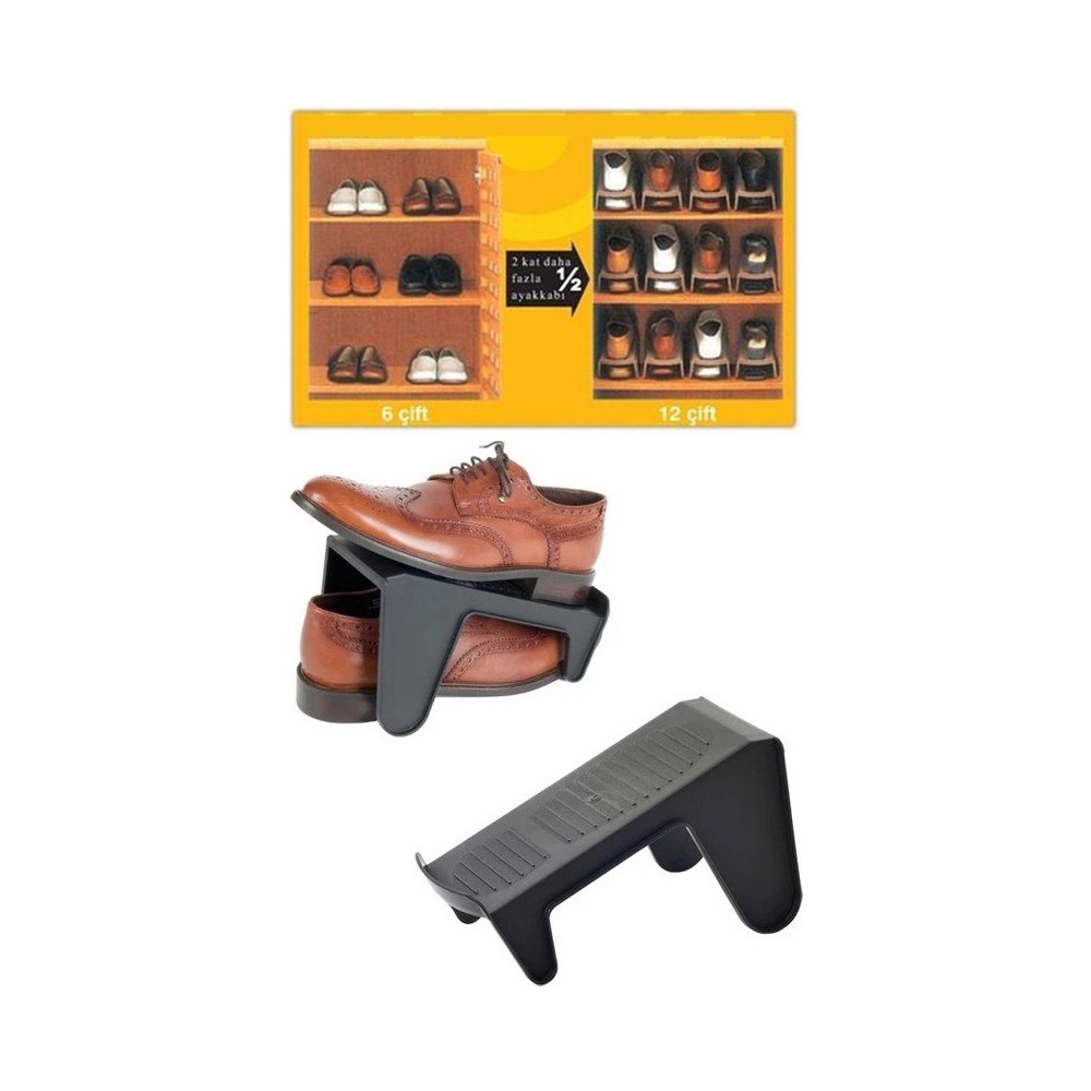 3’lü Ayakkabı Düzenleyici Set – Çift Katlı Tasarım | Dolap İçi Alan Tasarrufu | Kaymaz Yüzey 714507
