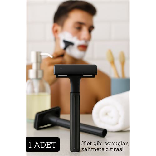 Transformacion Şık Siyah Plastik Tıraş Aleti – Jilet Takılabilir, Ergonomik Saplı 722205