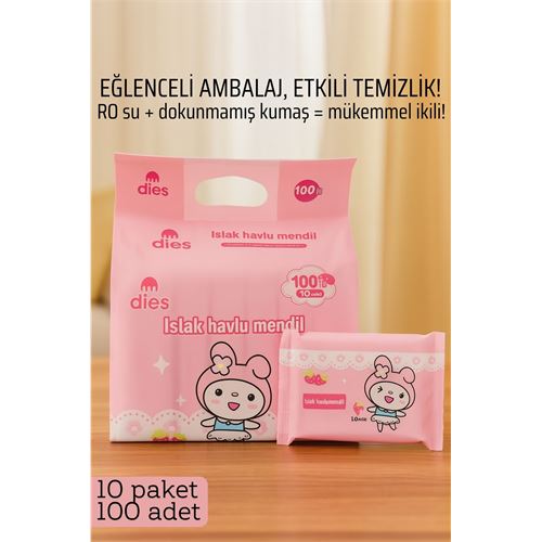 Transformacion Dies Islak Mendil -RO Saf Su & Dokunmamış Kumaşlı, 100 Yaprak Temizlik Keyfi PEMBE 722206