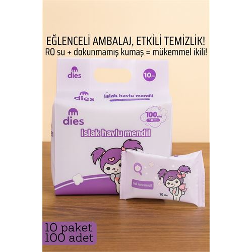 Transformacion Dies Islak Mendil -RO Saf Su & Dokunmamış Kumaşlı, 100 Yaprak Temizlik Keyfi MOR 722207