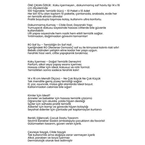 Transformacion Dies Islak Mendil -RO Saf Su & Dokunmamış Kumaşlı, 100 Yaprak Temizlik Keyfi MAVİ 722208