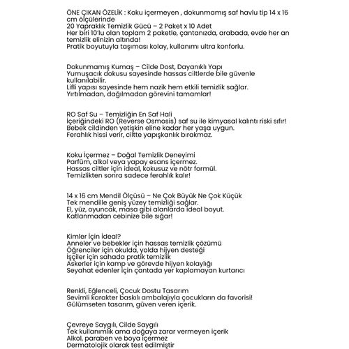 Transformacion Dies Islak Mendil -RO Saf Su & Dokunmamış Kumaşlı, 20 Yaprak Temizlik Keyfi   MAVİ 722211
