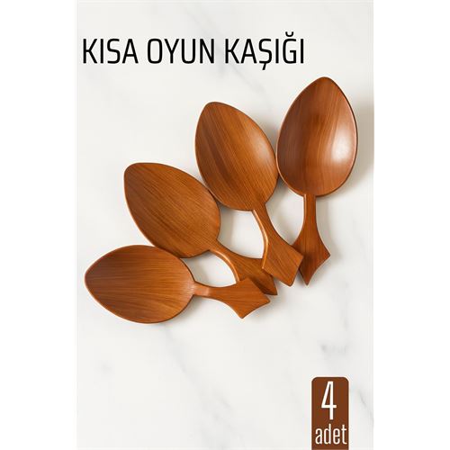 TransForMacion Kısa Oyun Kaşığı Halk Oyunu Kaşığı - Kına Kaşığı Kısa Saplı Zeybek Oyun Kaşığı 4 ADET 714519
