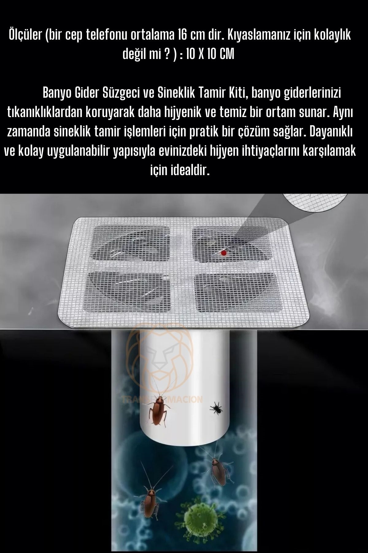 Banyo Gider Süzgeci 50 Adet Yapışkanlı Filtre, 10x10 cm 722214