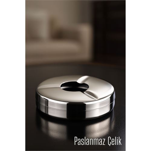 TransForMacion  Kapaklı Paslanmaz Küllük - Kapaklı Metal Kül Tablası -  Masaüstü Küllük 722216