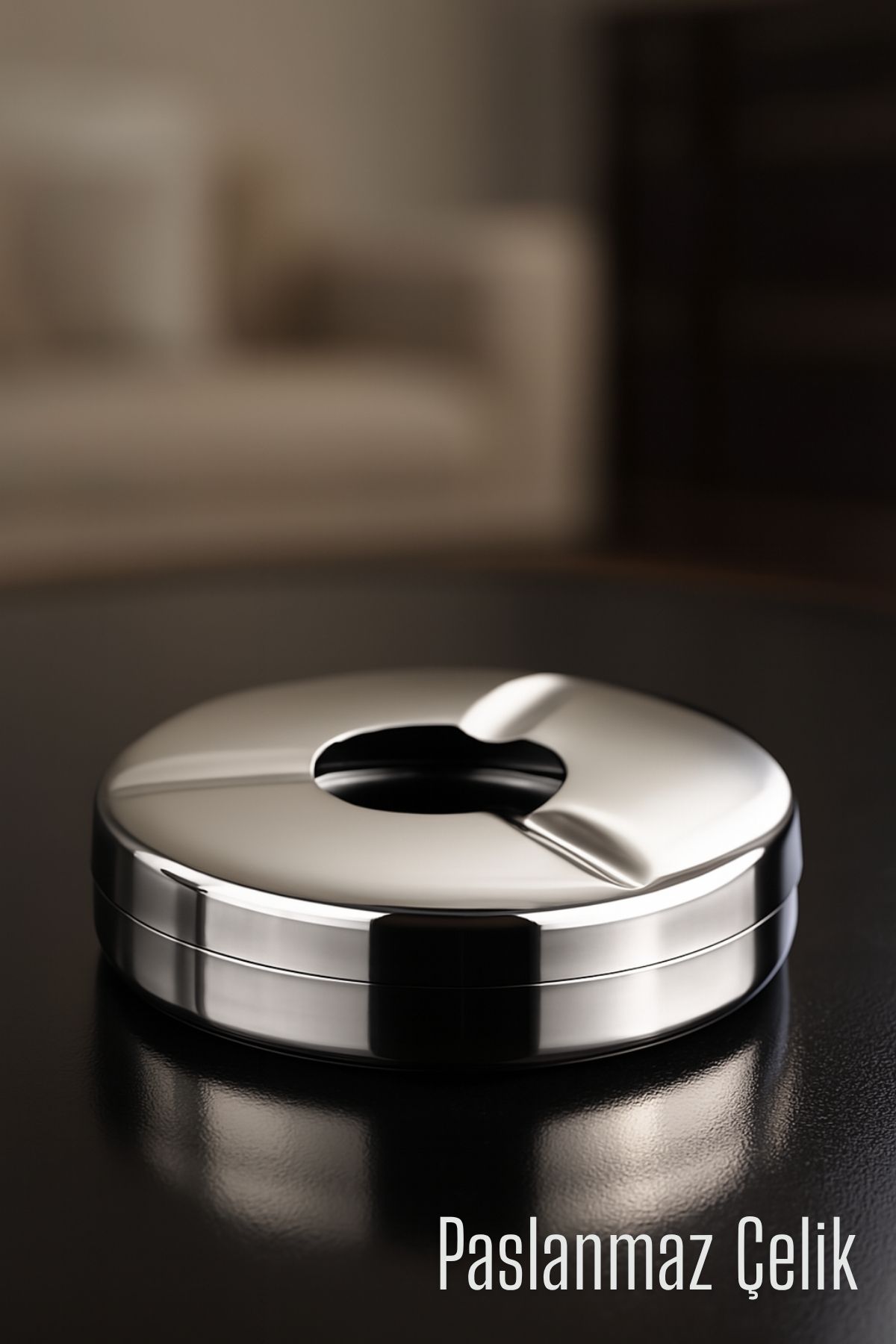  Kapaklı Paslanmaz Küllük - Kapaklı Metal Kül Tablası -  Masaüstü Küllük 722216