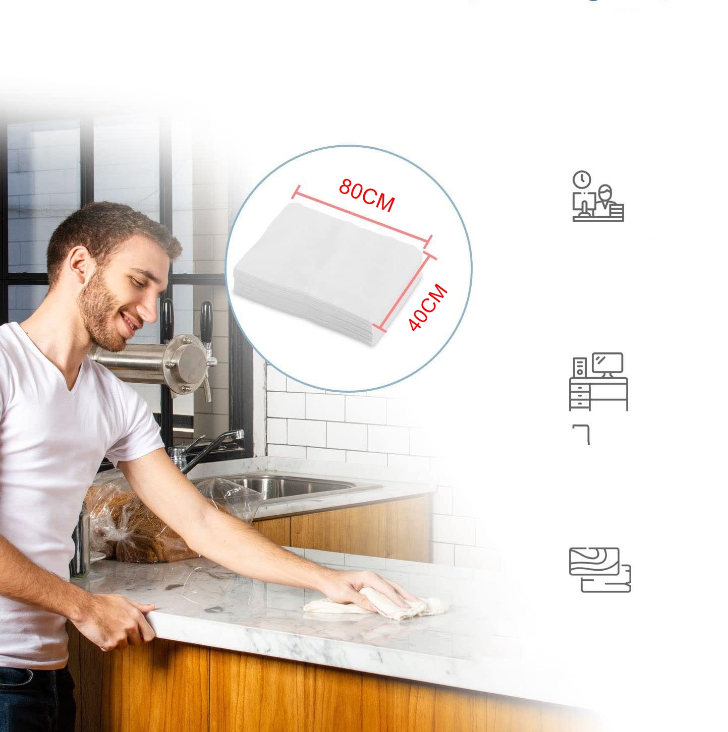 Tek Kullanımlık Havlu - Kuru Havlu - Paketli ve Çok Amaçlı 40X80 CM 1 Adet 718430	