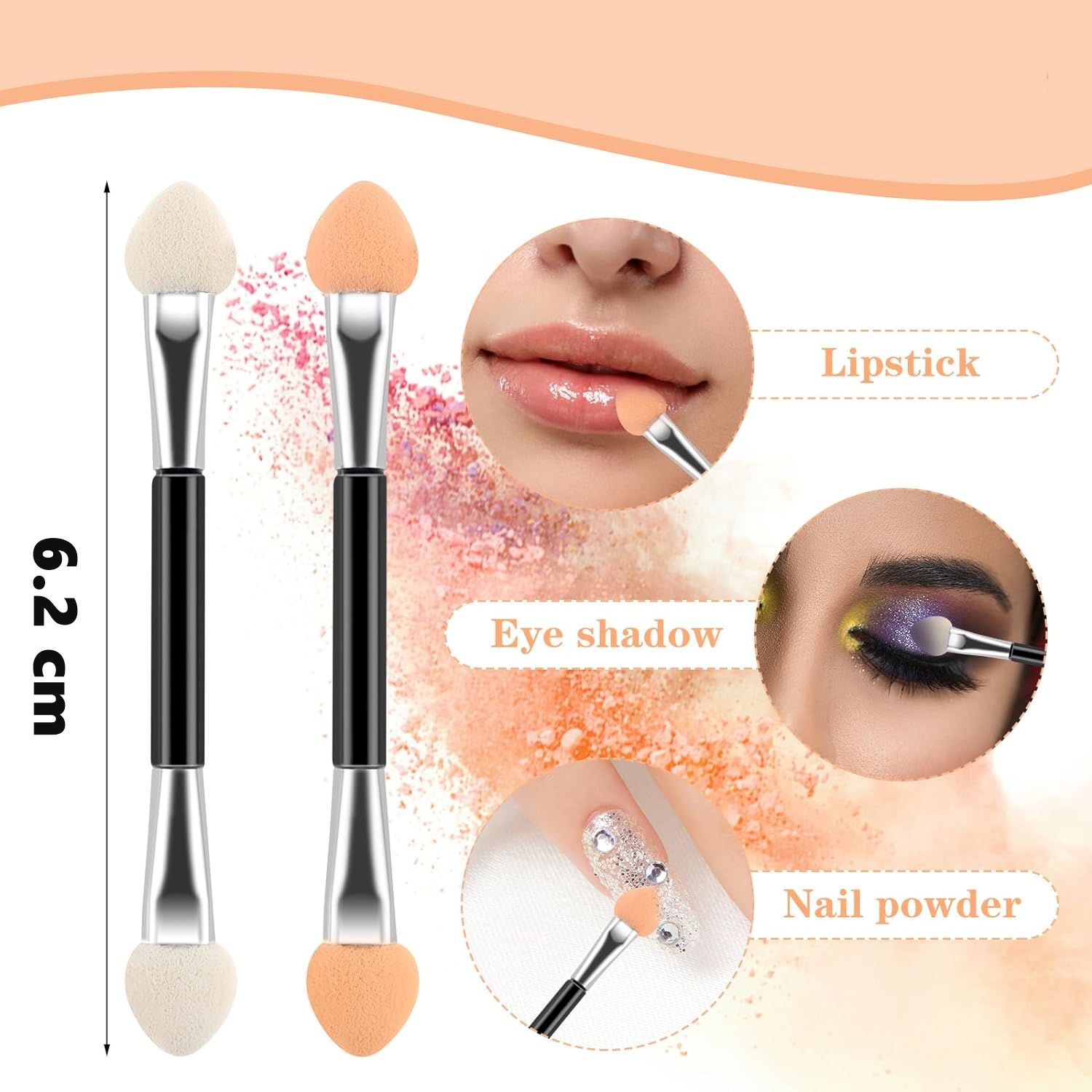 6'lı Çift Uçlu Far Aplikatörü – Göz Makyajı İçin Sünger Uçlu Pratik Uygulama Seti 714375