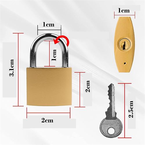 TransForMacion Mini 20mm Bavul ve Çanta Asma Kilidi – 3 Anahtarlı, Dolap ve Seyahat İçin Güvenli 718880