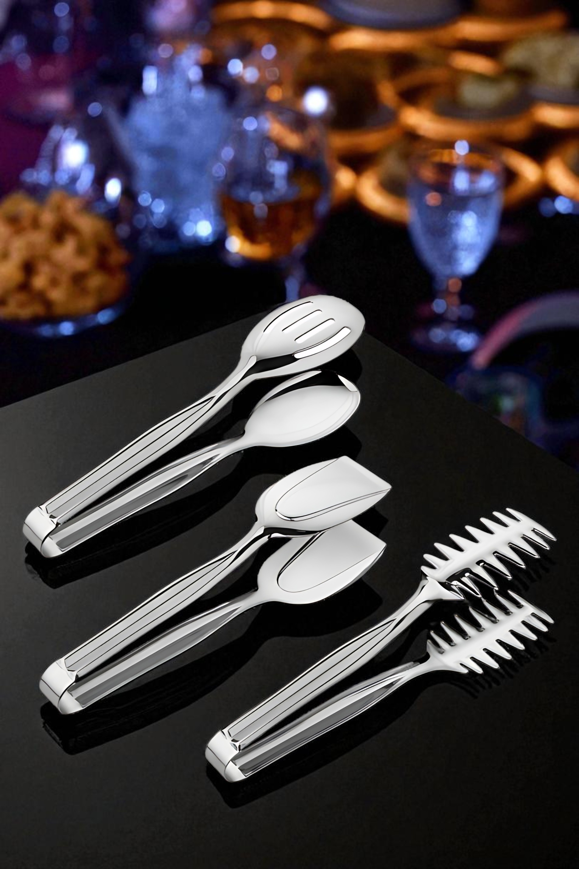 3’lü İnox Çelik Mutfak Maşa Seti - Makarna Pasta Salata Çok Amaçlı Maşa 3 lü SET 722225