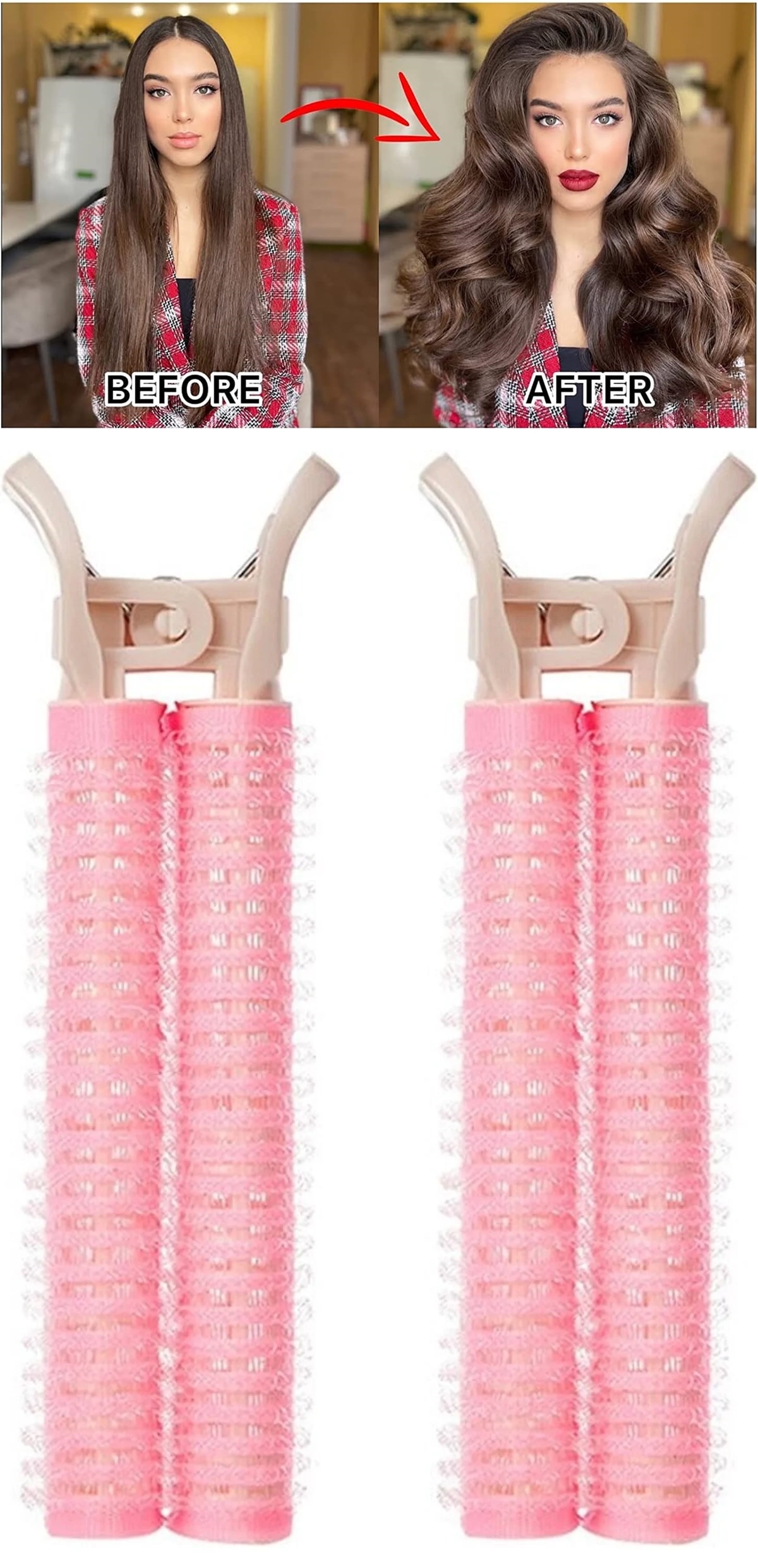 10'lu Klipsli Saç Bigudisi Isısız Doğal Bukle Bigudisi Dipten Hacim ve Perçem Şekillendirme İçin 722235