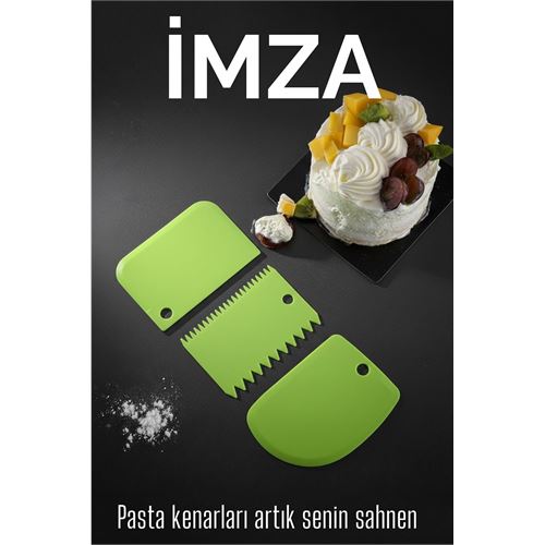 Transformacion 3’lü Dekoratif Şekillendirme Aparatı Hamur Pasta Kesici Kazıma  (Düz, Dişli, Kavisli) 717830