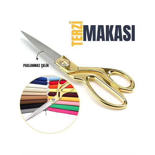 TransForMacion  Terzi Makası – Paslanmaz Çelik Bıçaklı, Altın Renkli Profesyonel Kumaş Kesme Makası 716945