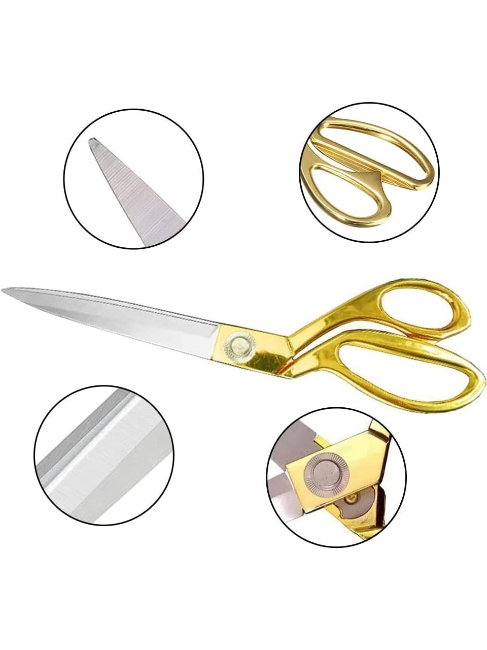  Terzi Makası – Paslanmaz Çelik Bıçaklı, Altın Renkli Profesyonel Kumaş Kesme Makası 716945