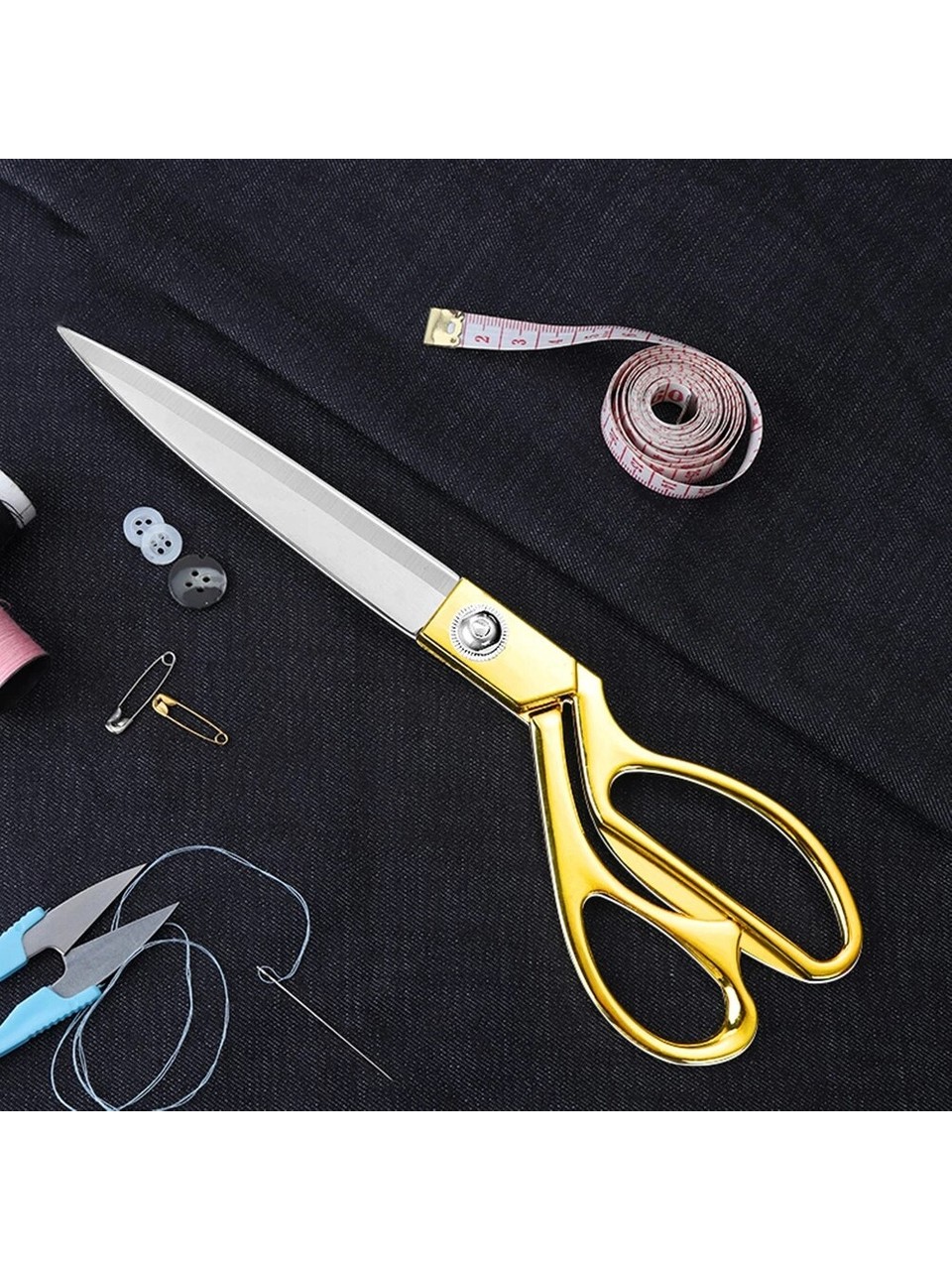  Terzi Makası – Paslanmaz Çelik Bıçaklı, Altın Renkli Profesyonel Kumaş Kesme Makası 716945