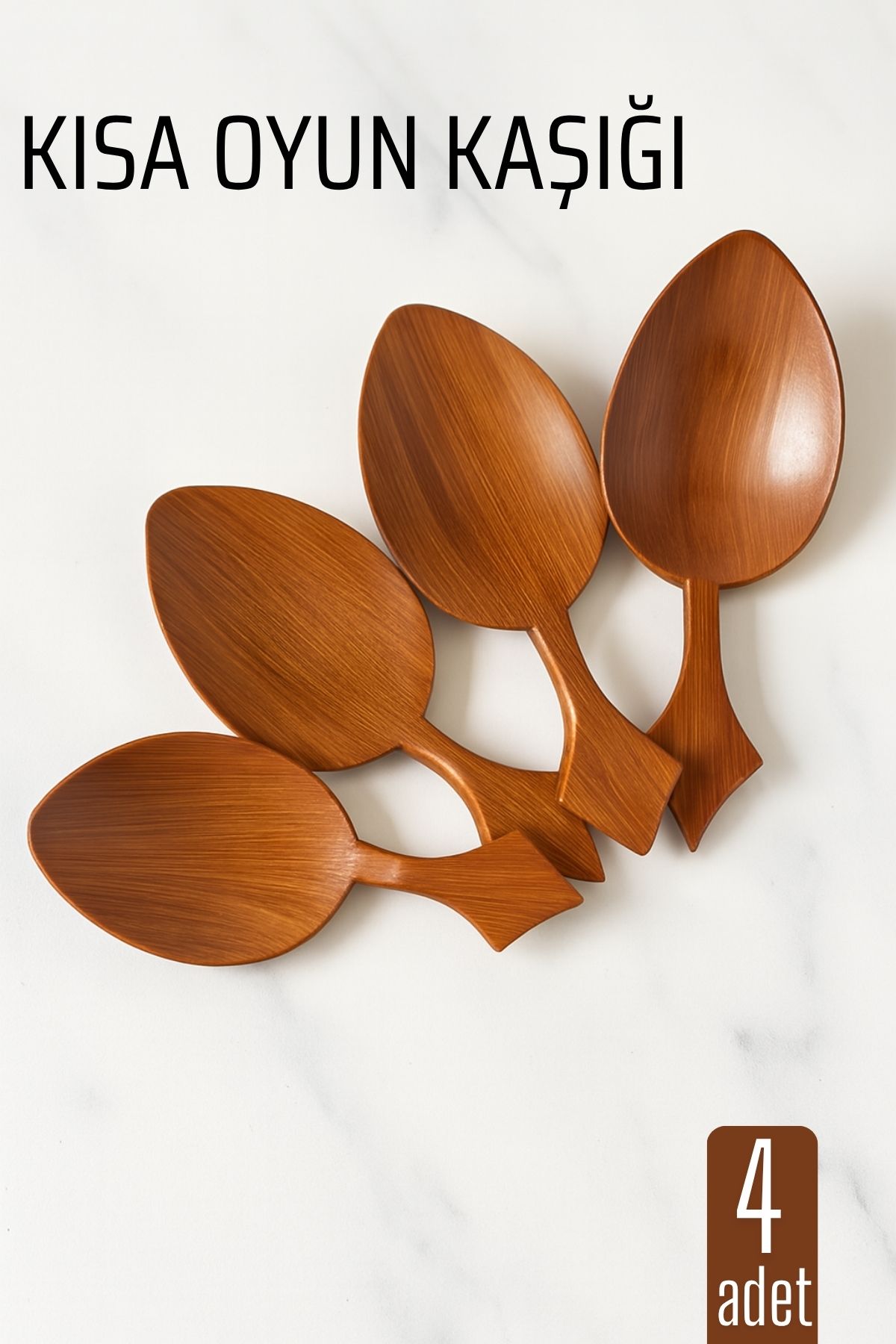 Kısa Oyun Kaşığı Halk Oyunu Kaşığı - Kına Kaşığı Kısa Saplı Zeybek Oyun Kaşığı 4 ADET 