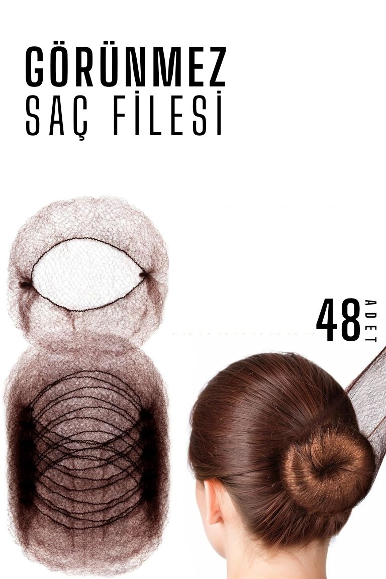 Saç Topuz Filesi Topuz Sabitleyici File Eastik Topuz Ağı Hostes Saç Filesi KAHVE 48Lİ