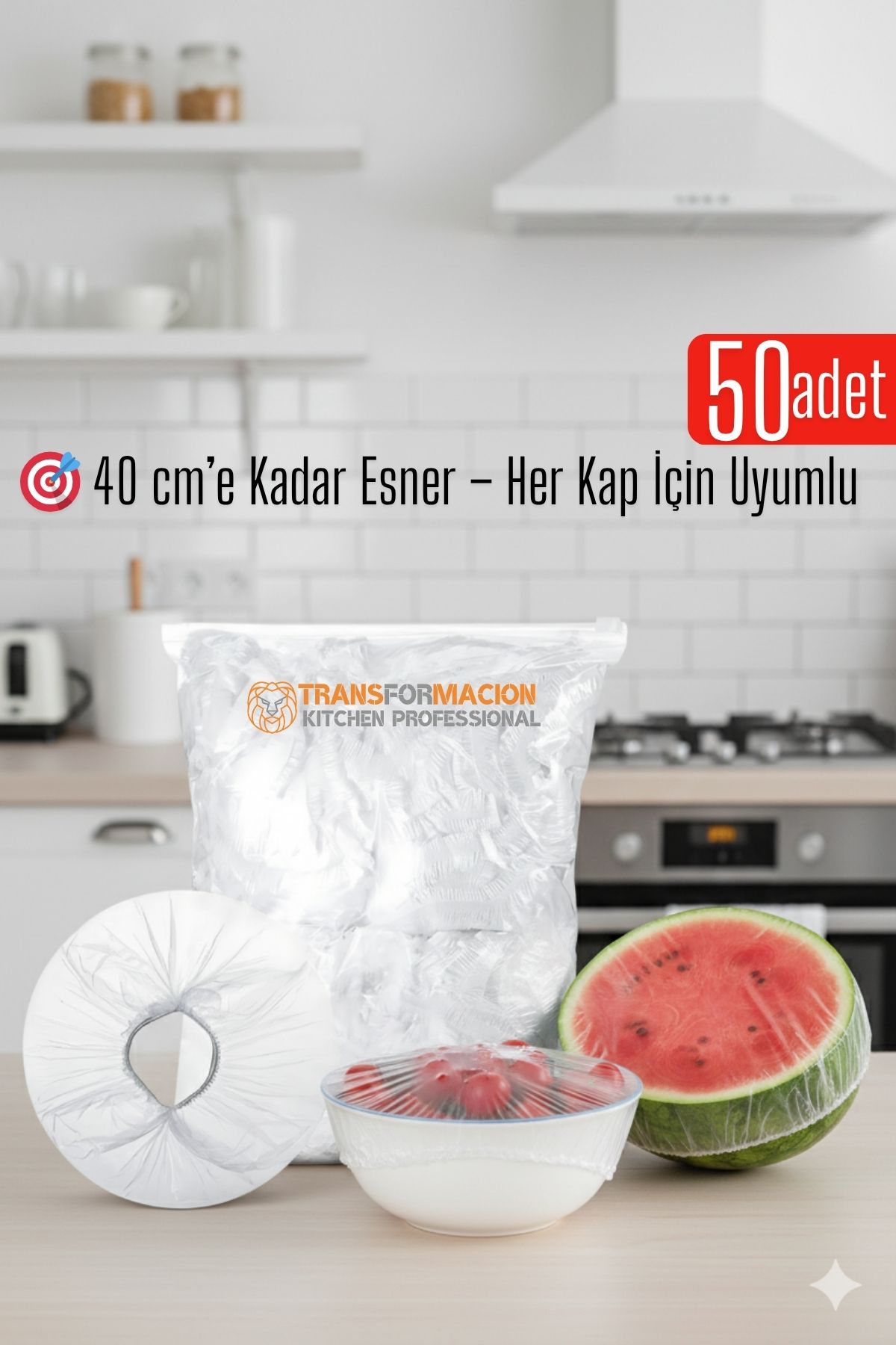 50'li Tabak Bonesi - 40 cm Esnek Streç Kapak Seti, Gıda Bonesi Koruma İçin 