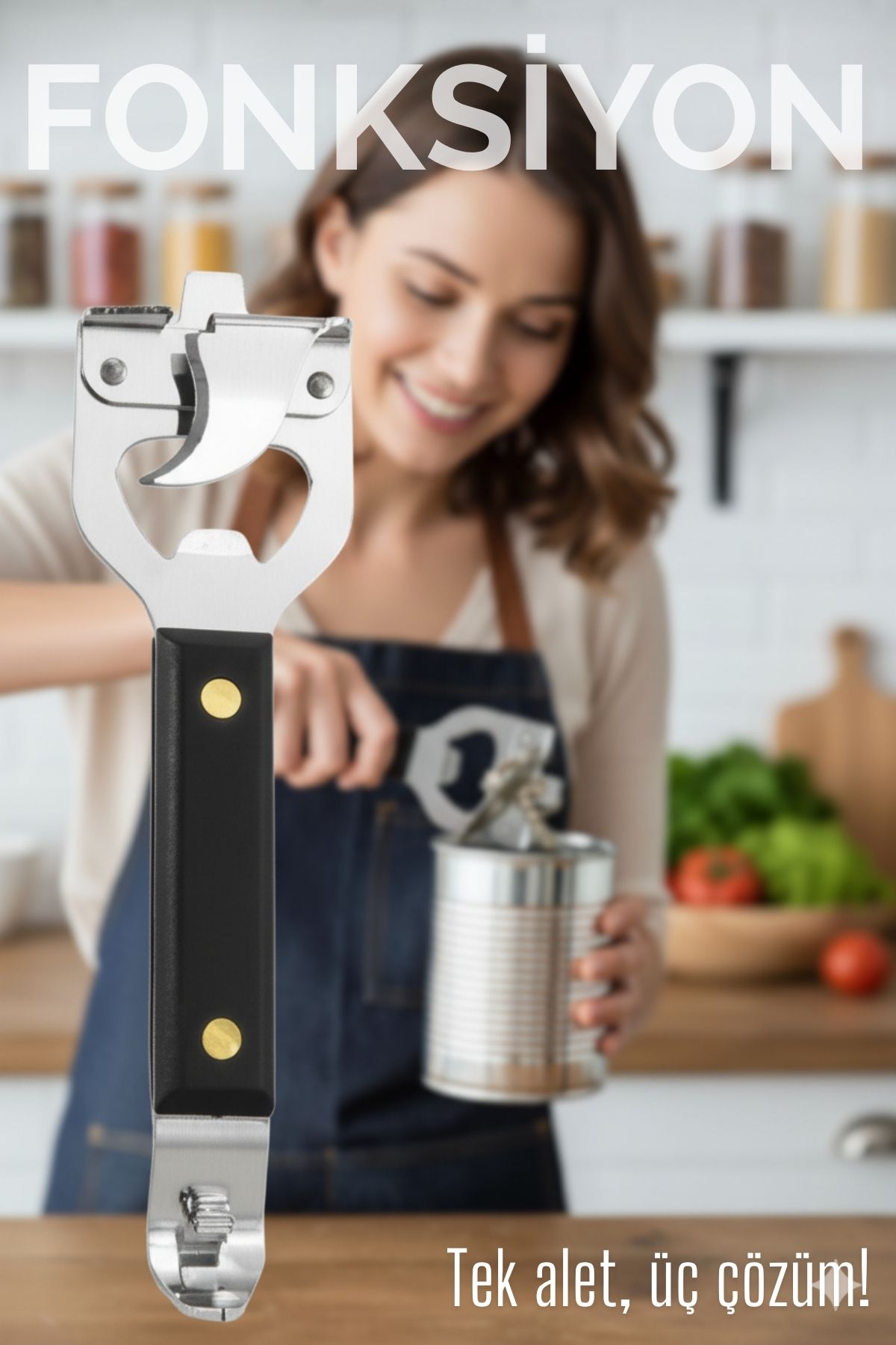 3’ü 1 Arada Konserve Açacağı – Şişe Açacağı ve Kapak Kaldıracı Paslanmaz Çelik 