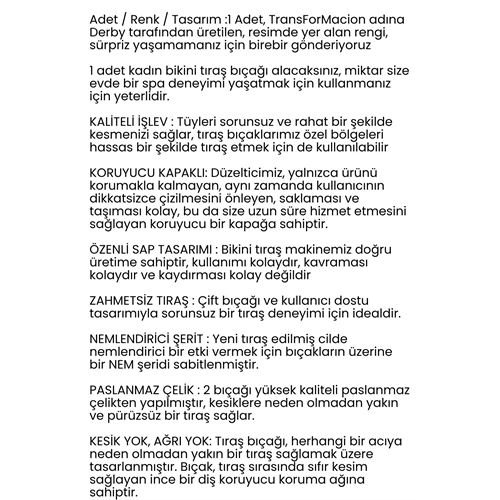 TransForMacion Çift Bıçaklı Banyo Tıraş Bıçağı – Hassas ve Hijyenik Tıraş İçin 1 ADET 771581