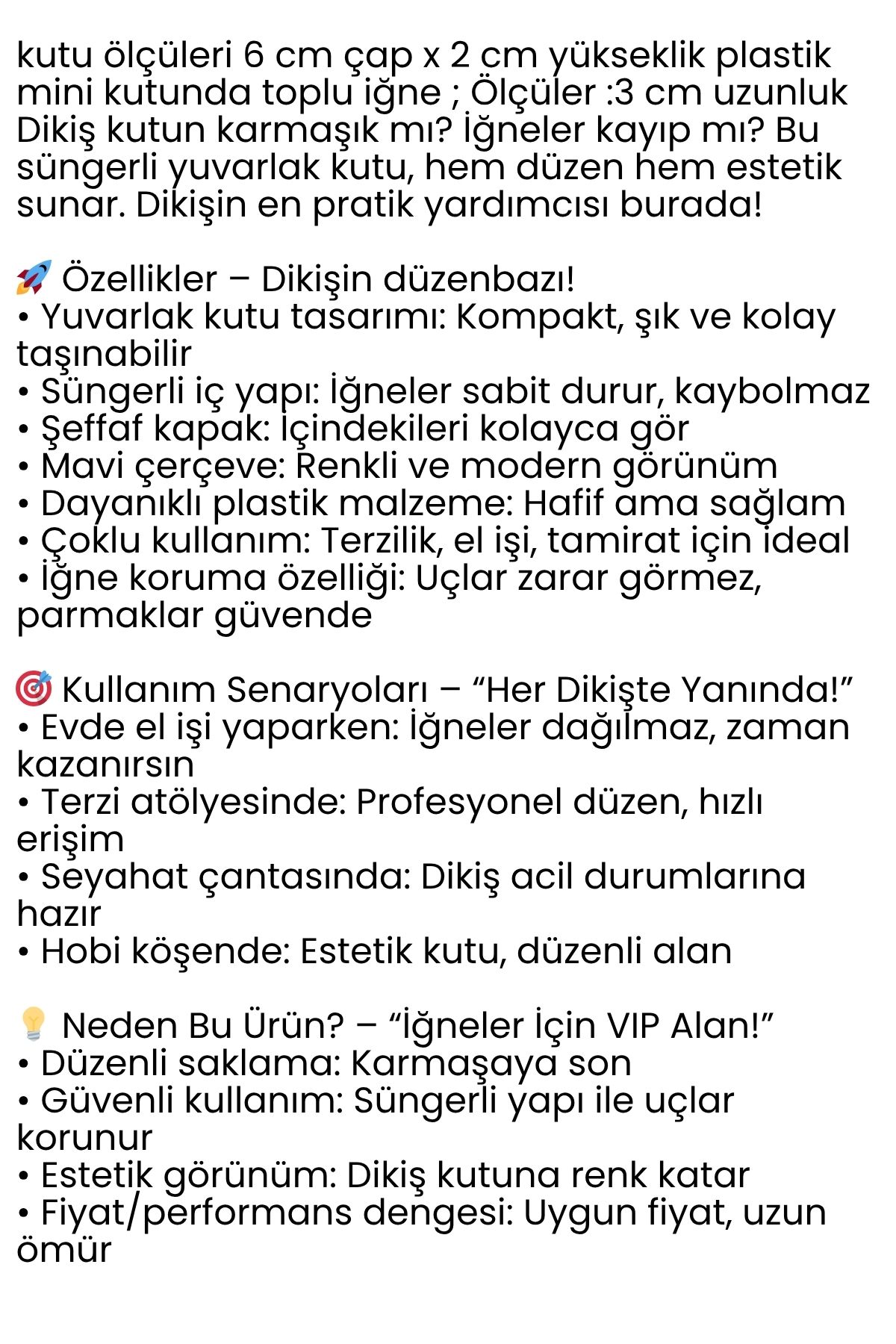 100'lü Süngerli Yuvarlak Kutulu Dikiş İğnesi – Pratik Saklama ve Kolay Kullanım 716899