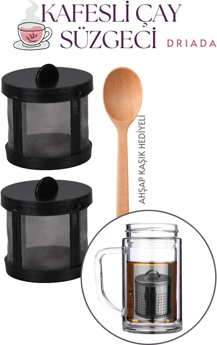 Kaşıklı Kafes Çay Süzgeci - 2 li Bitki Çayı Süzgeci - Polikarbon 718307