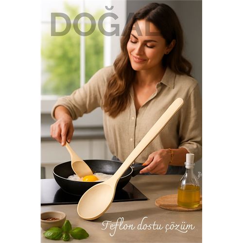 Doğal Gürgen Ahşap Servis Kaşığı – 20 cm, Ergonomik ve Dayanıklı Mutfak Yardımcısı 722245