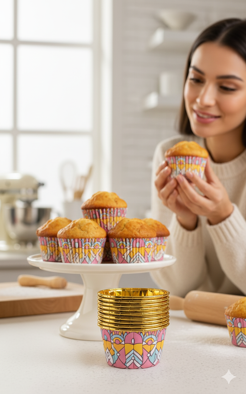 Bohem Yuvarlak Kek Kalıbı , Alüminyum  Cupcake Muffin Kalıbı 20'li Paket 722258