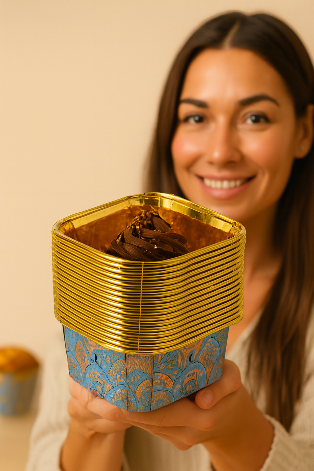 Bohem Kare Kek Kalıbı , Alüminyum  Cupcake Muffin Kalıbı 20'li Paket 722260