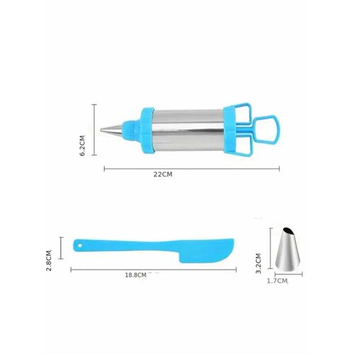 Krema Sıkma Pompası Paslanmaz Çelik – 3 Uçlu, 20 cm, Parti ve Pasta Dekorları İçin Profesyonel Yardımcı 722261