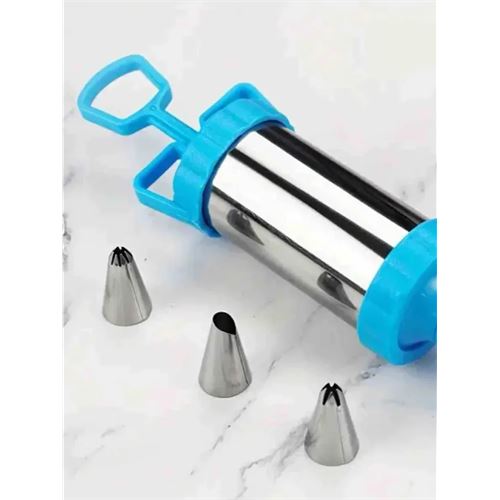 Krema Sıkma Pompası Paslanmaz Çelik – 3 Uçlu, 20 cm, Parti ve Pasta Dekorları İçin Profesyonel Yardımcı 722261