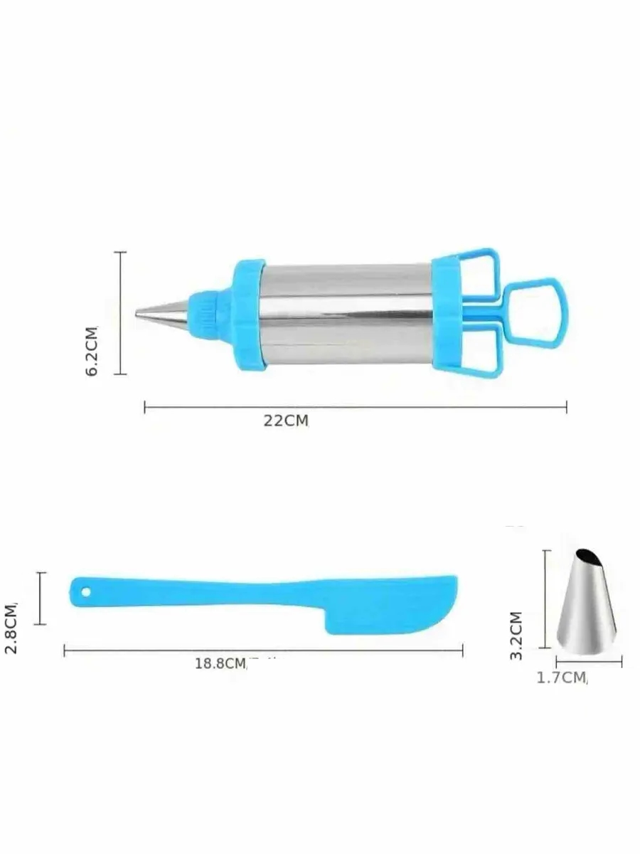 Krema Sıkma Pompası Paslanmaz Çelik – 3 Uçlu, 20 cm, Parti ve Pasta Dekorları İçin Profesyonel Yardımcı 722261