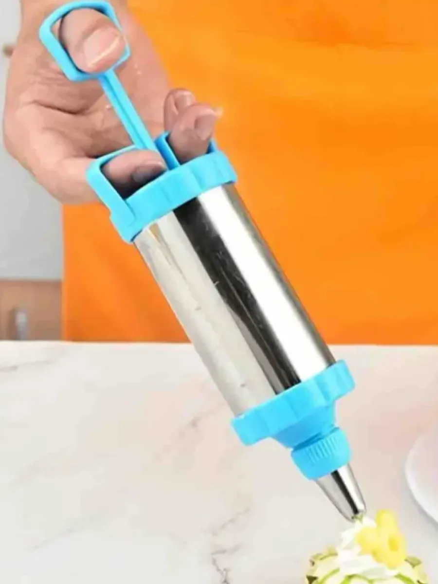 Krema Sıkma Pompası Paslanmaz Çelik – 3 Uçlu, 20 cm, Parti ve Pasta Dekorları İçin Profesyonel Yardımcı 722261