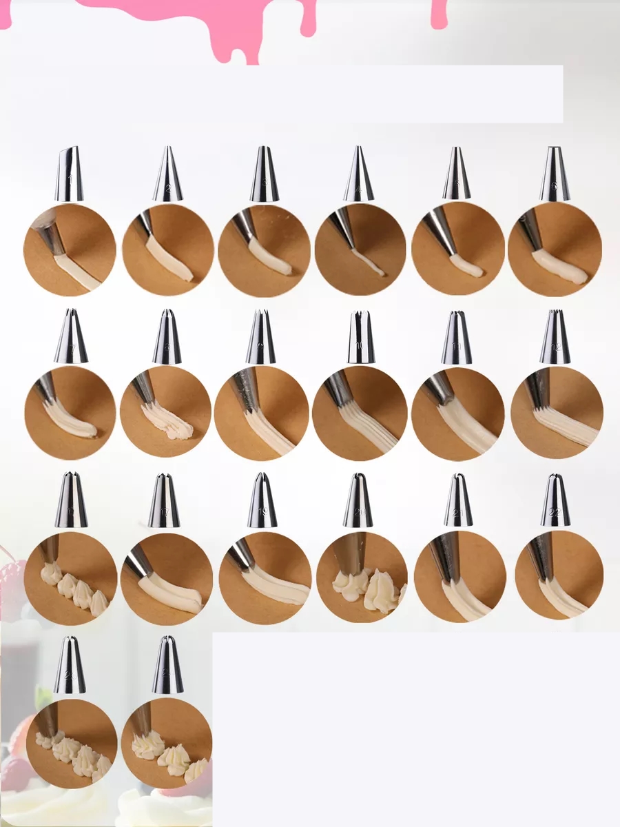 20 Uçlu Pasta Süsleme Seti – 2 Krema Torbası, Paslanmaz Uçlar, Profesyonel ve Ev Kullanımı İçin 722262