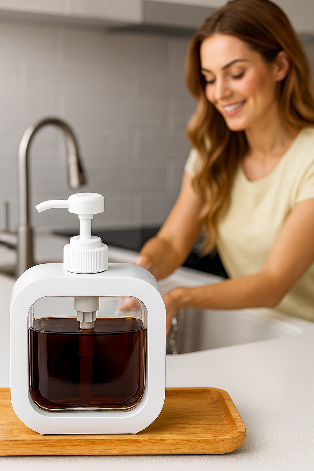 Pompalı Dispenser Sabunluk – Şeffaf Gövde, Modern Tasarım | Sıvı Sabun, Şampuan, Losyon İçin 722268