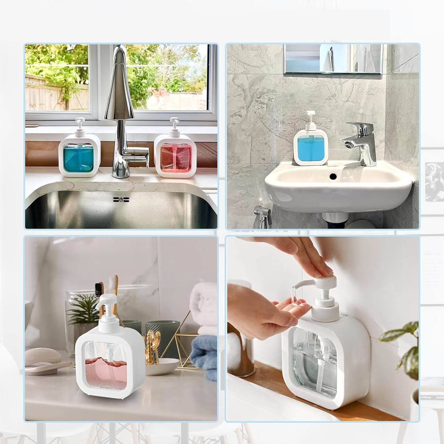 Pompalı Dispenser Sabunluk – Şeffaf Gövde, Modern Tasarım | Sıvı Sabun, Şampuan, Losyon İçin 722268