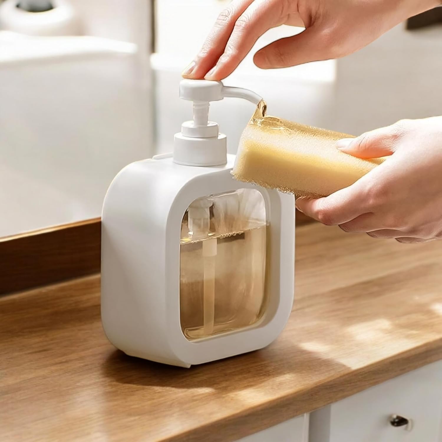 Pompalı Dispenser Sabunluk – Şeffaf Gövde, Modern Tasarım | Sıvı Sabun, Şampuan, Losyon İçin 722268