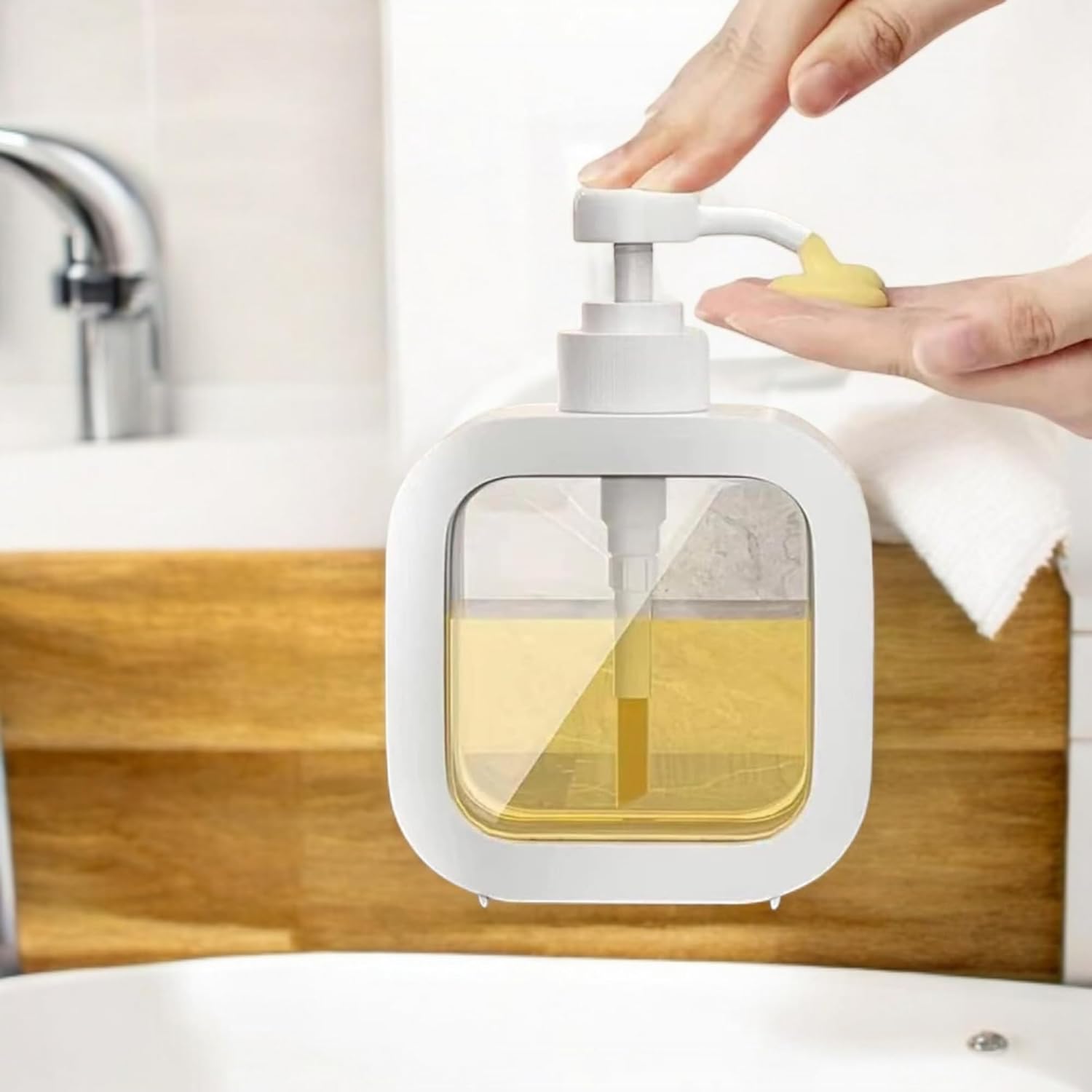 Pompalı Dispenser Sabunluk – Şeffaf Gövde, Modern Tasarım | Sıvı Sabun, Şampuan, Losyon İçin 722268