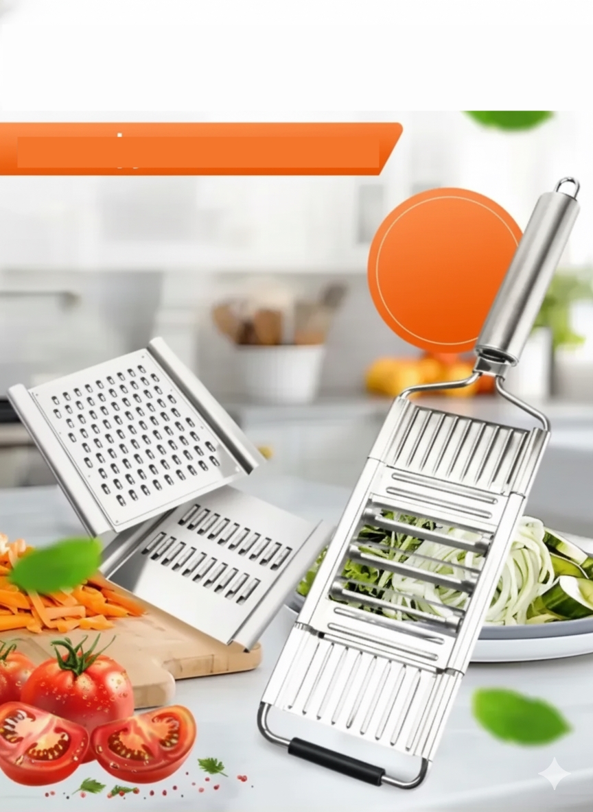Paslanmaz Çelik Sebze Rendesi – Değiştirilebilir 3 Bıçaklı, Çok Fonksiyonlu, Hızlı ve Pratik  722270