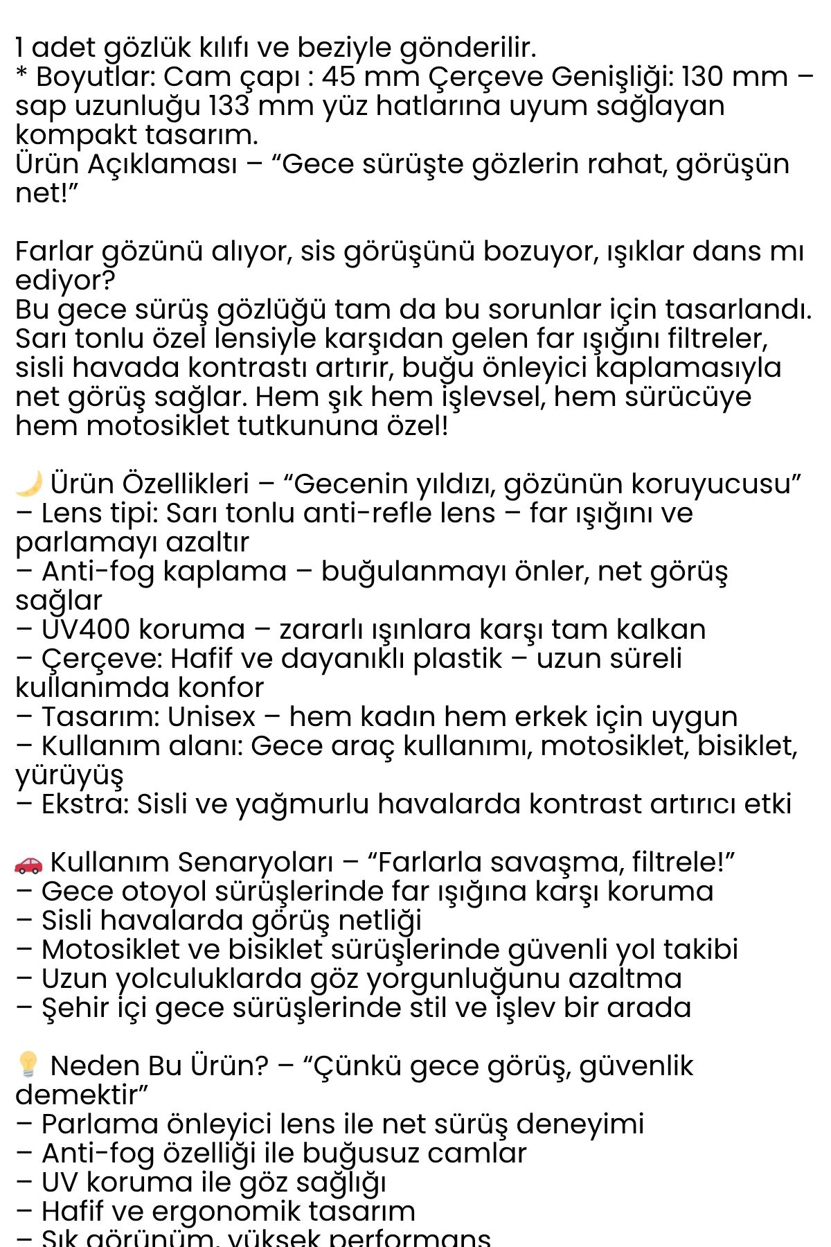 Parlama Önleyici Gece Sürüş Görüş Gözlüğü Sis Far Işık Önleyici Anti-Fog Gözlük 722272