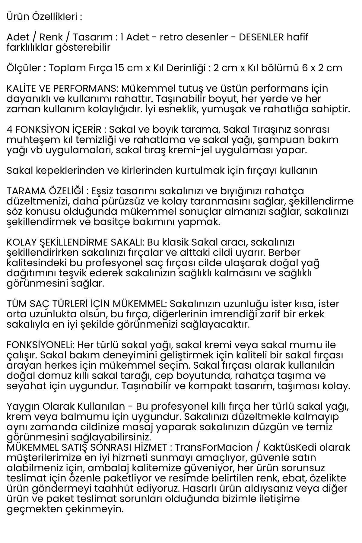 Vintage Sakal Bıyık Tarama Fırçası Çift Taraflı Sakal Tarak ve Fırça – Şekillendirici, Anti-Statik 721409