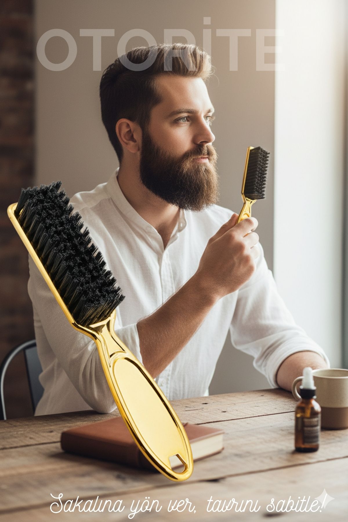 GOLD Sakal Bıyık Tarama Fırçası - Sakal FırçaSI – Şekillendirici, Anti-Statik 722274