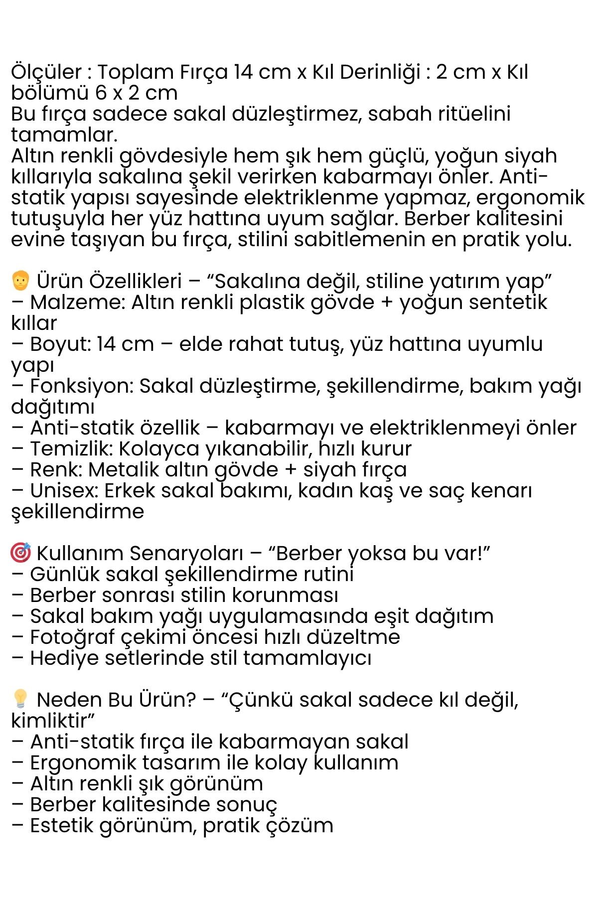 GOLD Sakal Bıyık Tarama Fırçası - Sakal FırçaSI – Şekillendirici, Anti-Statik 722274